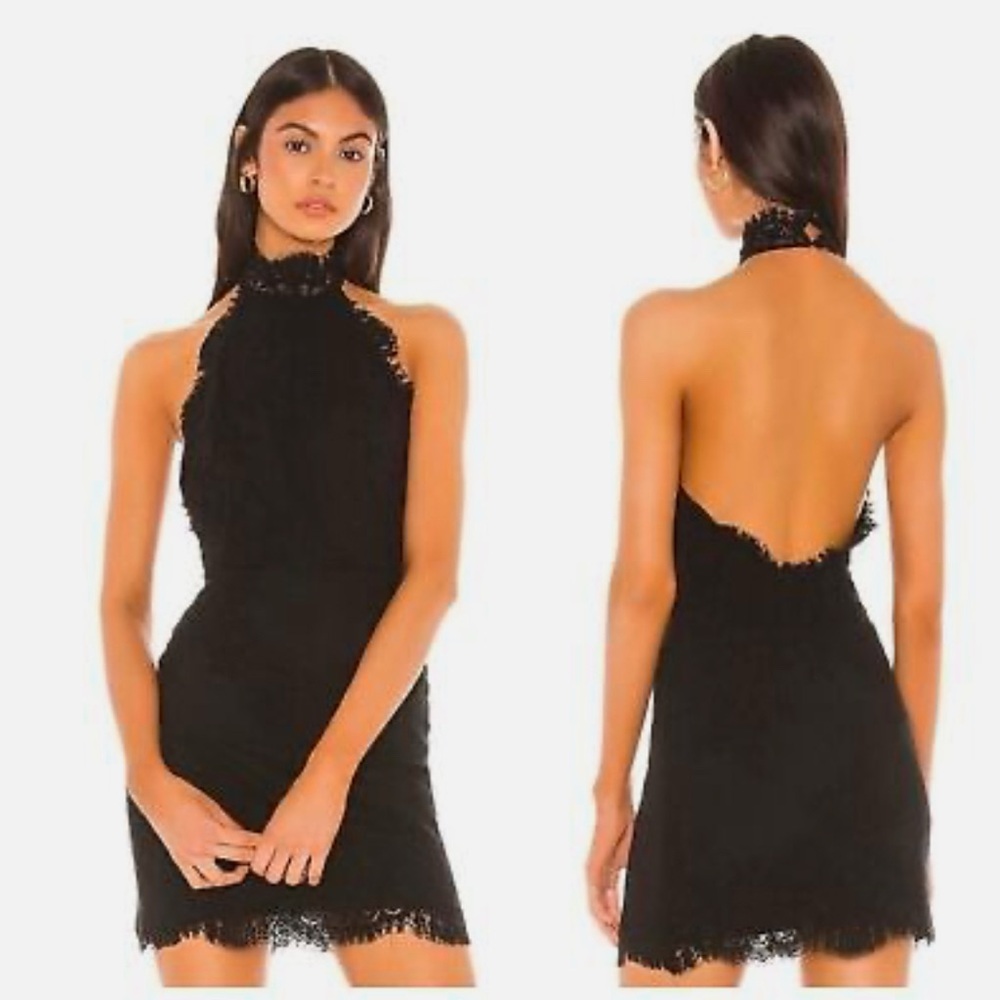 *NWT* Free People Harper Lace Halter Minidress in Black